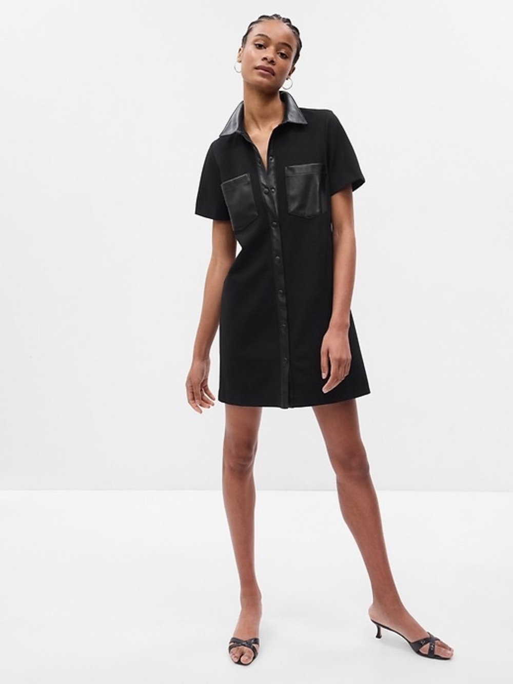 NWT Gap Vegan Leather Mini Shirtdress